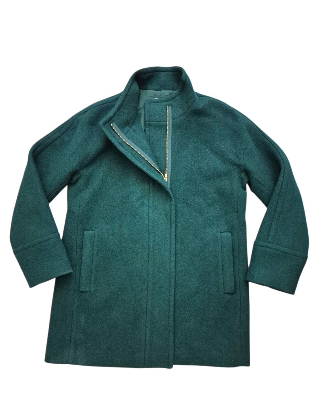 J. Crew factory Womens Green wool blend city coat 14 classic Preppy winter - Picture 16 of 16